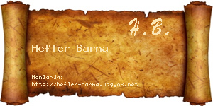 Hefler Barna névjegykártya